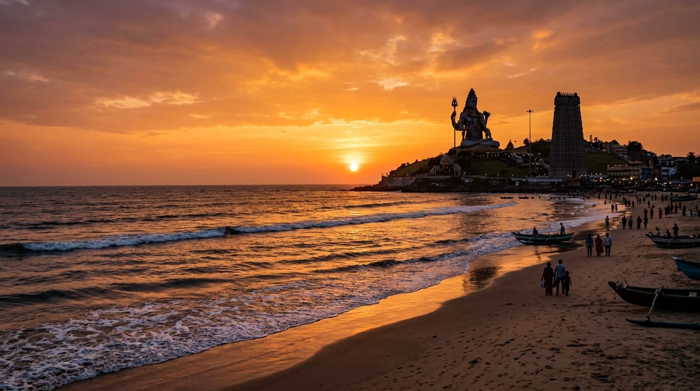 Murudeshwar Beach at sunset